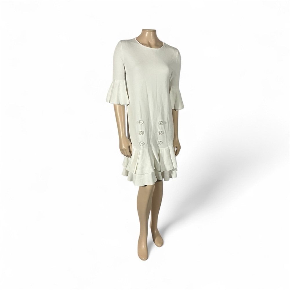 Elegant Cream Mini Dress with Flared Sleeves
